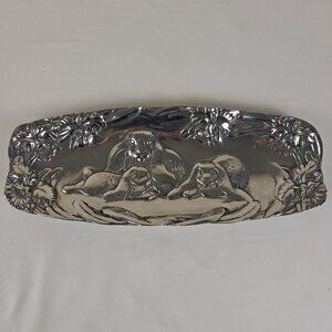 Peltrina Cast Aluminum Oblong Tray 3 Bunnies Made in Argentina Vintage